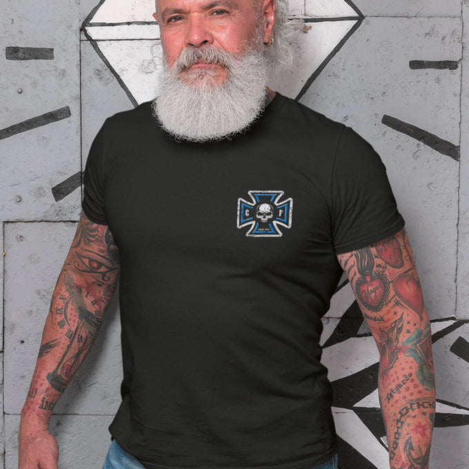 Herren T-Shirt "Vintage" Style Brust und Rückendruck – Produktansicht