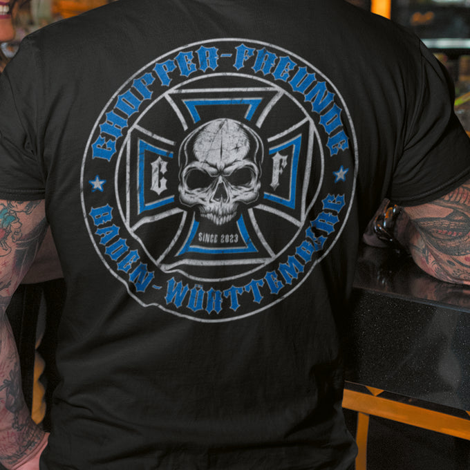 Herren T-Shirt "Vintage" Style Brust und Rückendruck – Produktansicht