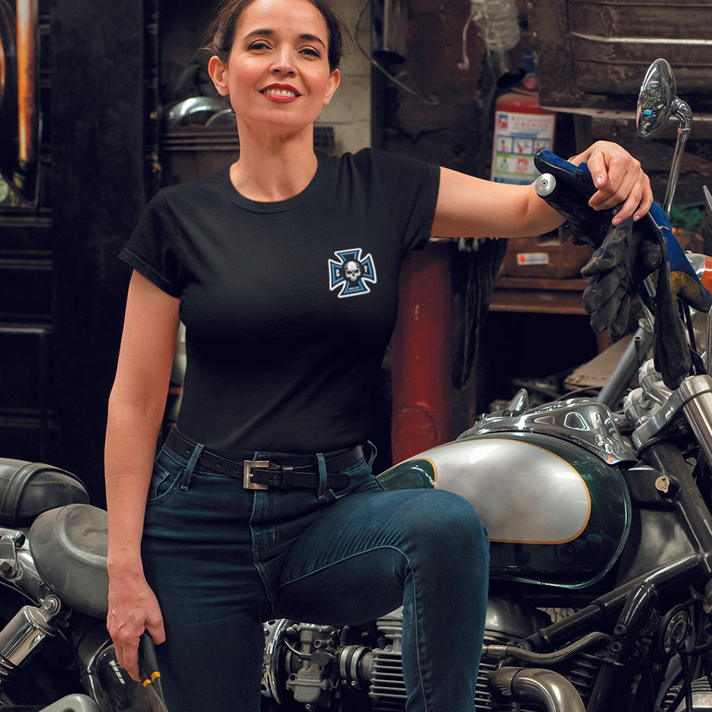 Damen Premium Bio T-Shirt Chopper-Freunde "Vorder und Rückendruck"