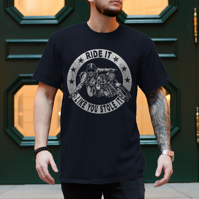 Biker T-Shirt "Ride It Like You Stole It" – Produktansicht