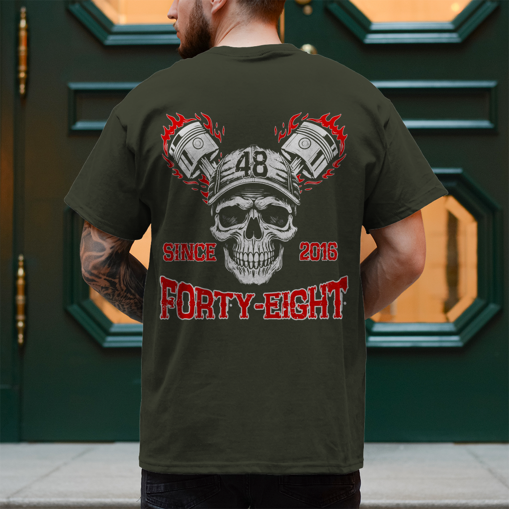 Biker T-Shirt "Forty-Eight" Brust und Rückendruck Variante 2