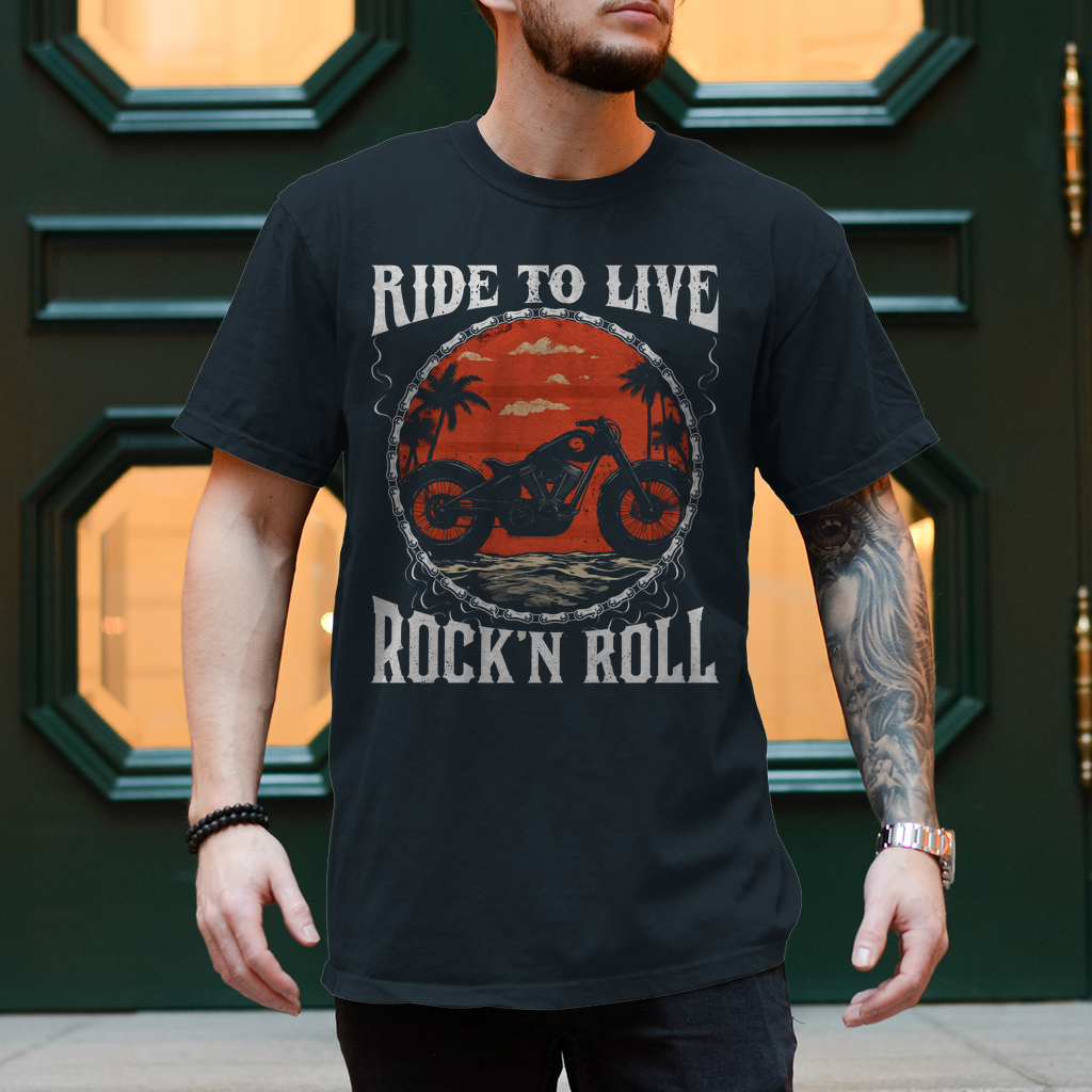 Biker-TShirt RIDE TO LIVE ROCK 'N ROLL Variante 2