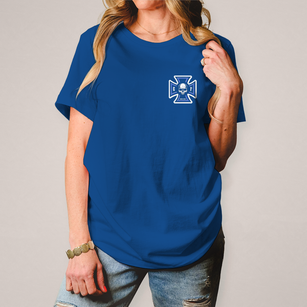 Damen Basic T-Shirt Chopper-Freunde  " Vorder und Rückendruck" Variante 1