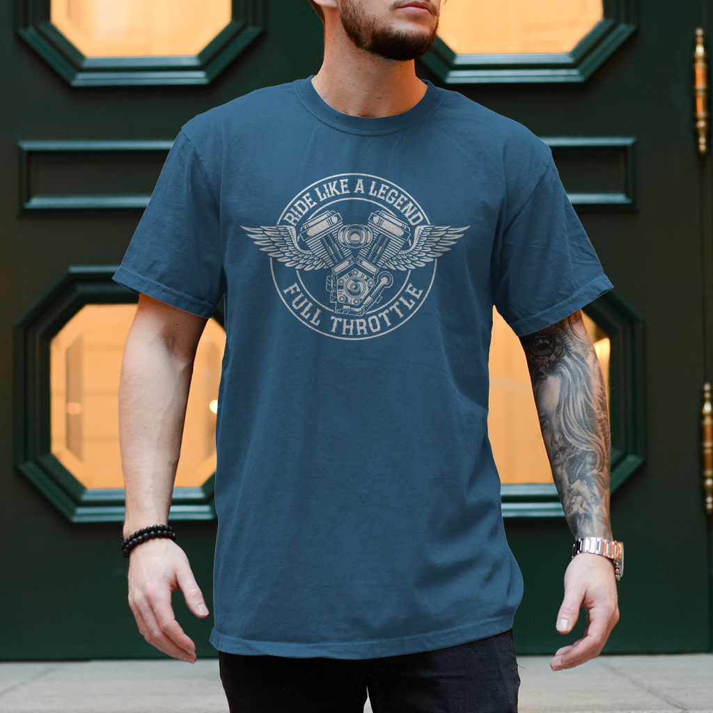 Biker T-Shirt "Ride like a legend. Full Throttle"  Biker-Lifestyle