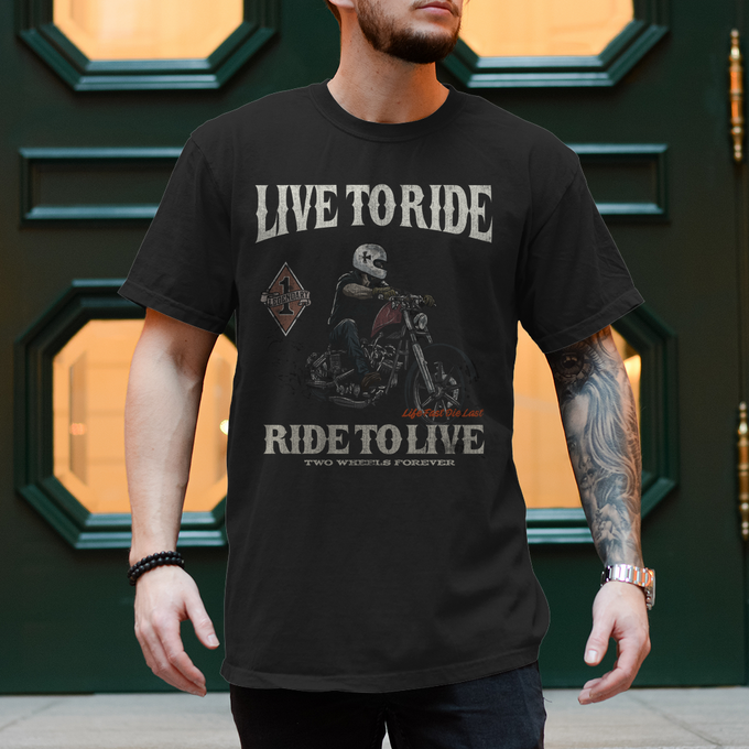 Biker Motorrad T-Shirts "Live to Ride" Variante 1 – Produktansicht