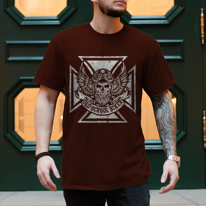 Biker Motorrad T-Shirts " Old School never Die" – Produktansicht