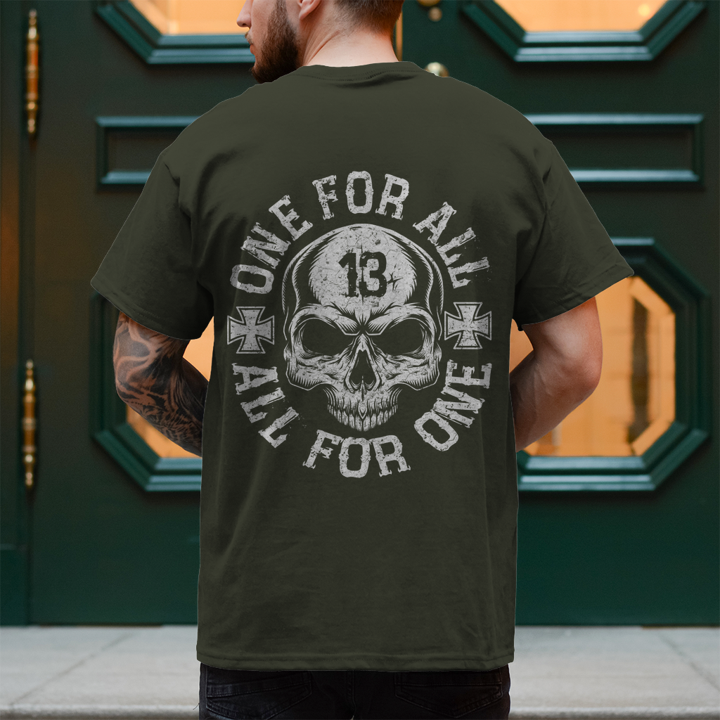 Biker T-Shirt "One for all, all for one" Brust und Rückendruck  Variante 3