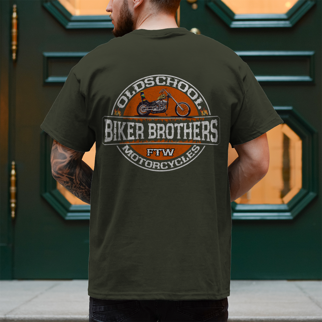 Herren T-Shirt Never Fuck A Fucker | Biker Statement Brust und Rückendruck Variante 1