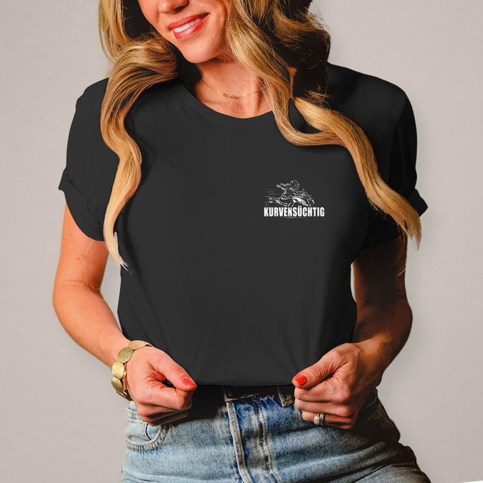 Damen T-Shirt Kurvensüchtig Frau – Produktansicht