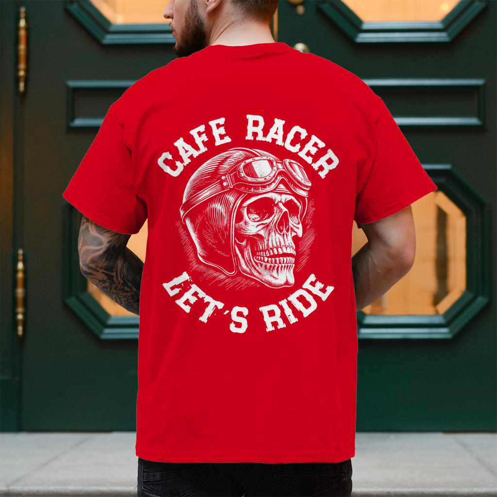 Biker T-Shirt "Cafe Racer Let´s Ride" Brust und Rückendruck