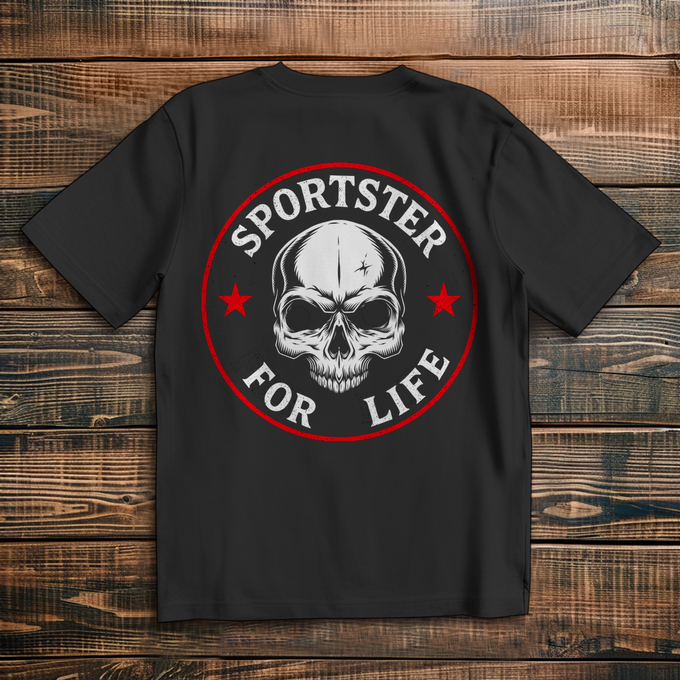 Oversize Biker T-Shirt: “Sportster for Life” Biker Shirt" – Rückansicht