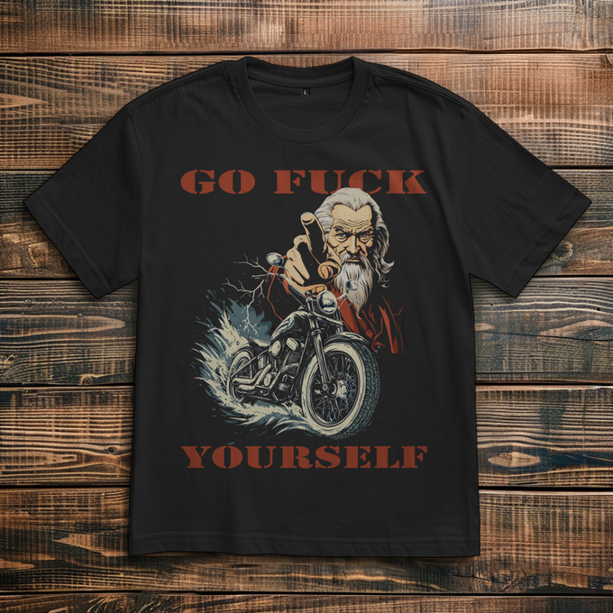 Biker T-Shirt: „Go F*ck Yourself“ – Vorderansicht