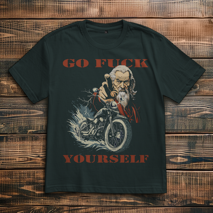 Biker T-Shirt: „Go F*ck Yourself“ – Vorderansicht