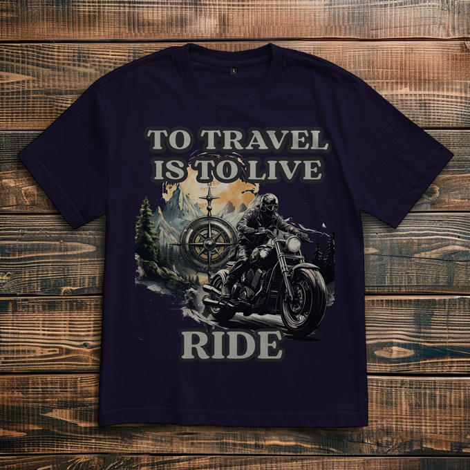 Biker T-Shirt: To Travel Is To Live Ride Variante2 – Vorderansicht