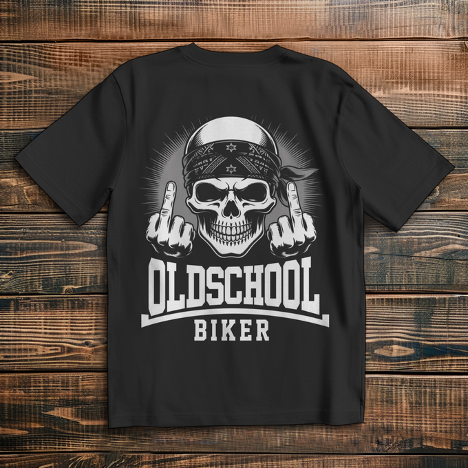 Oversize T-Shirt Old School Biker – Rückansicht