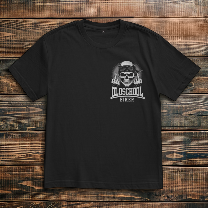 Oversize T-Shirt Old School Biker – Vorderansicht