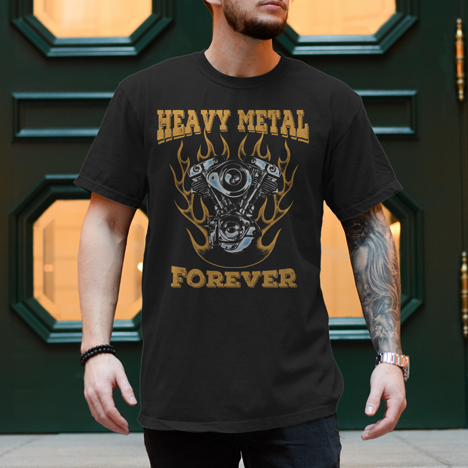 Biker T-Shirt: Heavy Metal Forever Shovelhead – Vorderansicht
