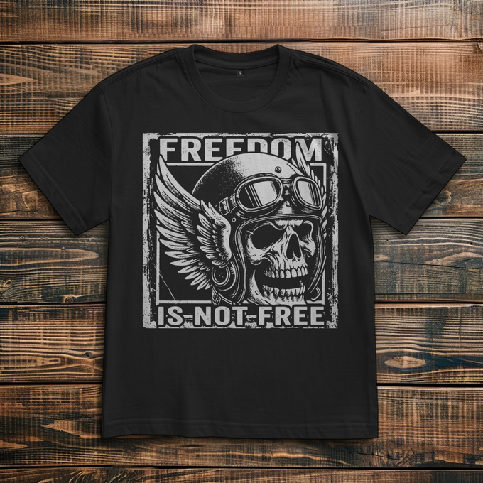 Biker Shirt: Freedom Is Not Free – Das ultimative Skull Biker Oversize Shirt – Vorderansicht