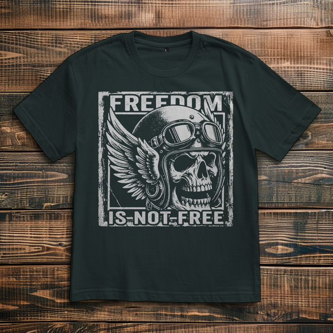 Biker Shirt: Freedom Is Not Free – Das ultimative Skull Biker Oversize Shirt – Vorderansicht
