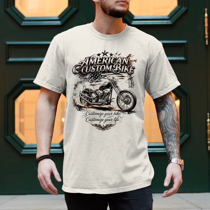 Biker Shirt: American Custom – Customize Your Biker. Customize Your Life. – Vorderansicht