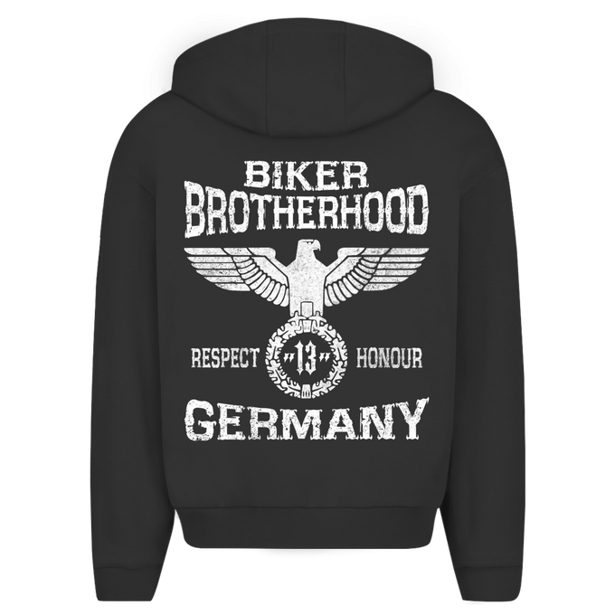 Herren Oversize Zipper Hoodie Biker Brust – Rückansicht