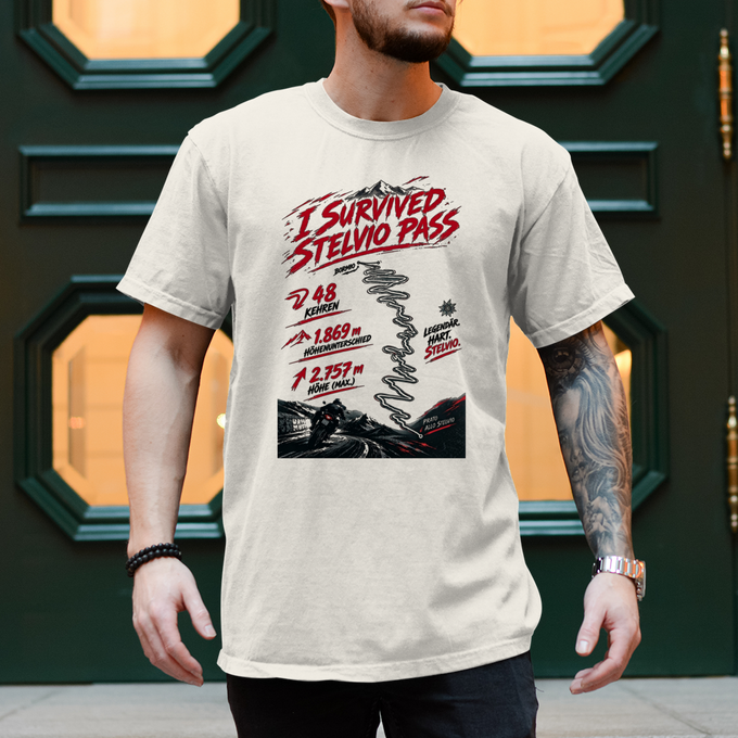 Biker Shirt: Stelvio Pass – Stilfser Joch Motorrad T-Shirt – Vorderansicht