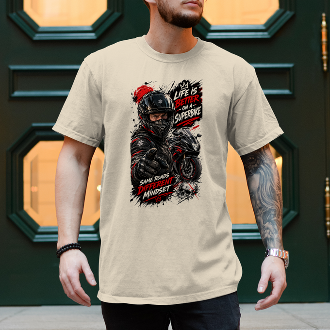 Biker Shirt: Superbike T-Shirt – Life Is Better on a Superbike – Vorderansicht