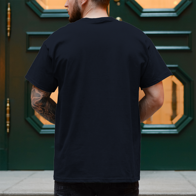 Herren T-Shirt Biker Shirt: Schrotbäckchen – Navy – Rückansicht