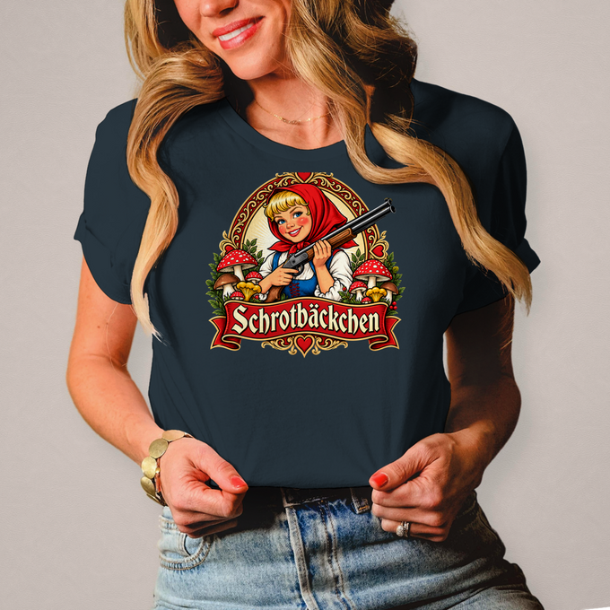 Damen T-Shirt Biker Shirt: Schrotbäckchen – Dark Grey Solid – Vorderansicht