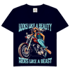 Damen Basic V-Neck T-Shirt Looks Like A Beauty Rides Like A Beast