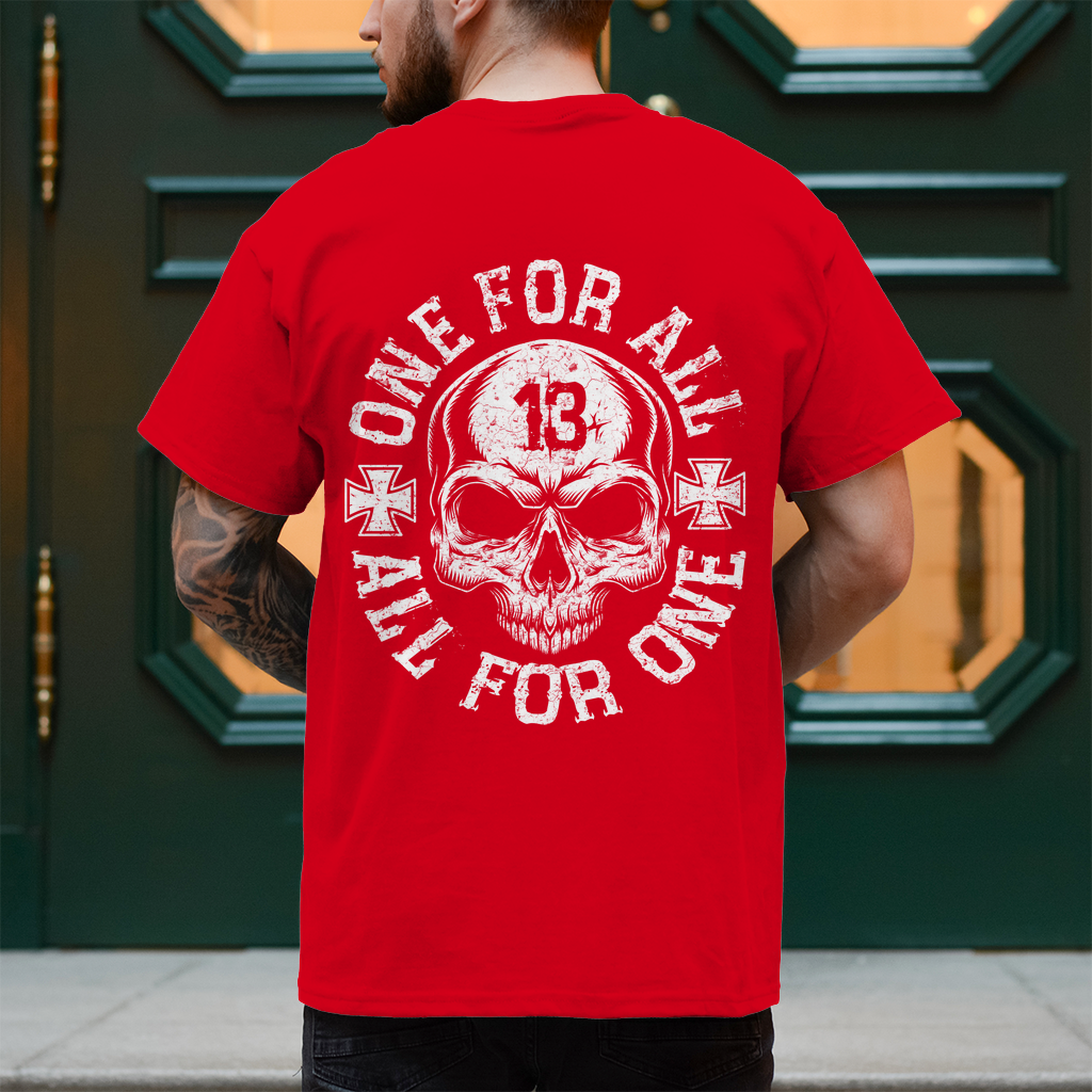  Biker T-Shirt "One for all, all for one" Brust und Rückendruck  