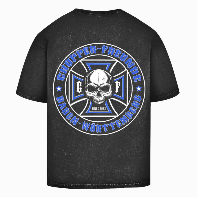 Oversize Washed T-Shirt Chopper-Freunde " Vorder und Rückendruck" – Produktansicht
