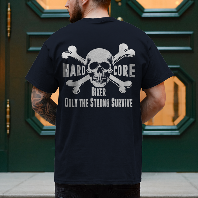 Biker T-Shirt "Hard Core Biker" Rückendruck – Produktansicht