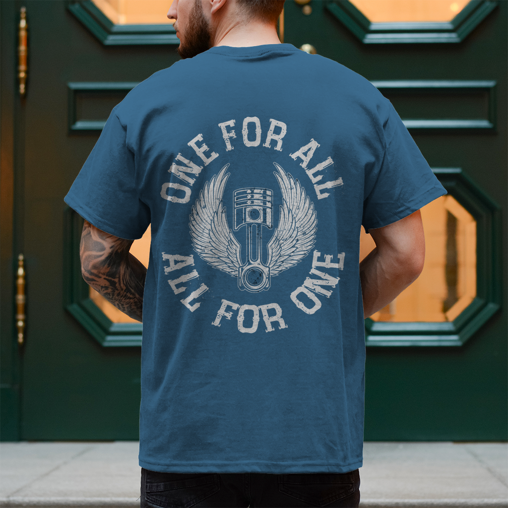 Biker T-Shirt "One for all, all for one" Rückendruck Variante 2