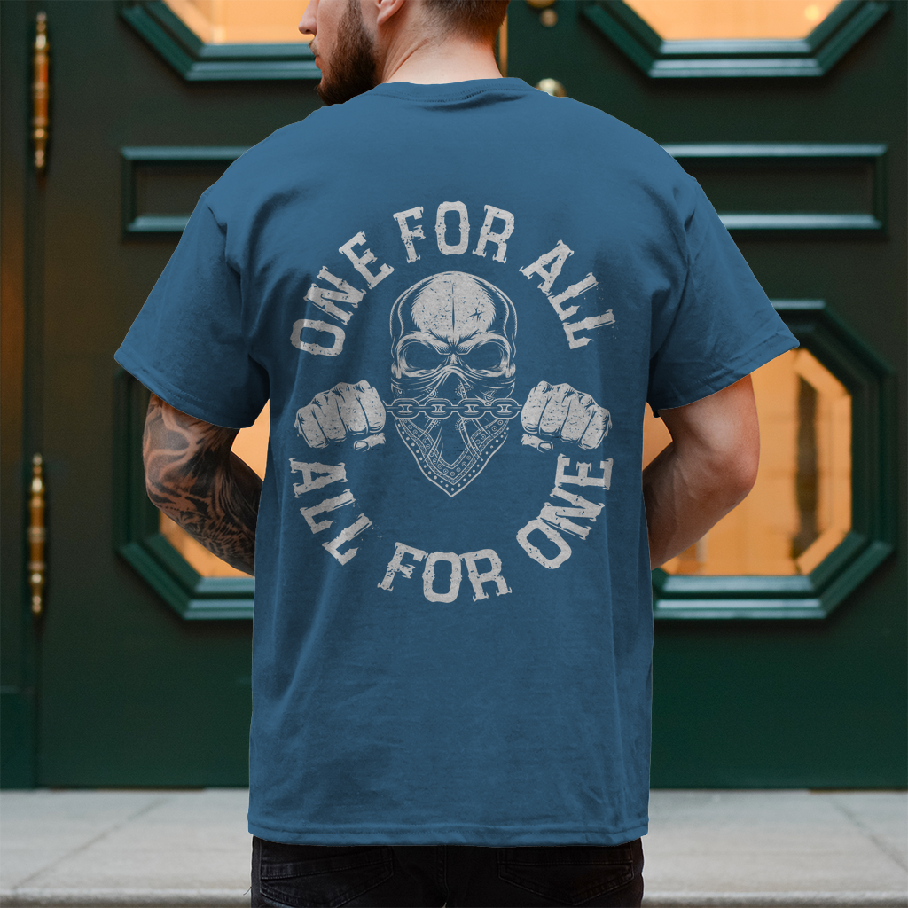 Biker T-Shirt "One for all, all for one" Rückendruck