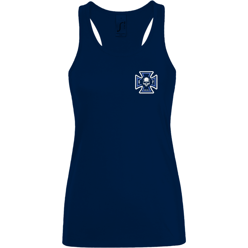 Damen Basic Tank Top Chopper-Freunde T-Shirt " Vorder und Rückendruck"