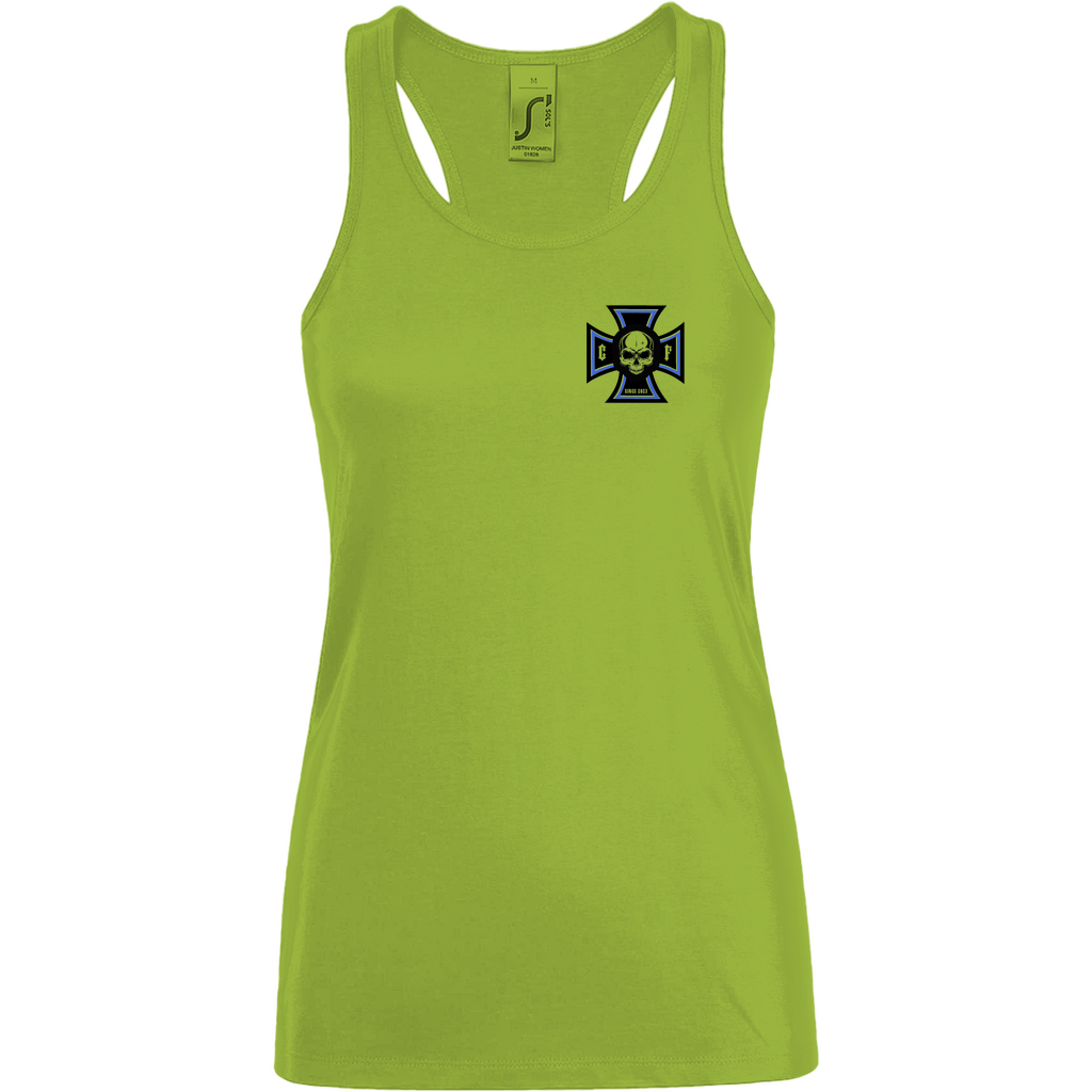 Damen Muscle-Tank-Top Chopper-Freunde Damen " Brust und Rücken Druck " Variante 1