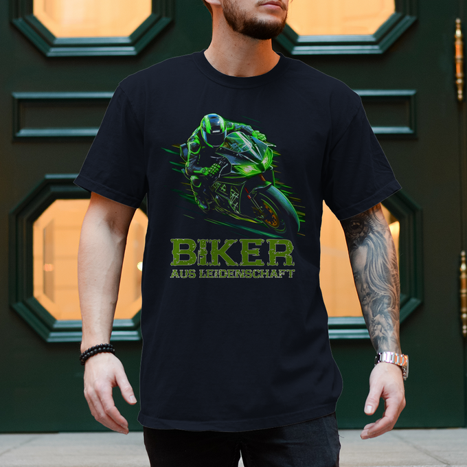 Biker Motorrad T-Shirts " Biker aus Leidenschaft " Variante 6 – Produktansicht