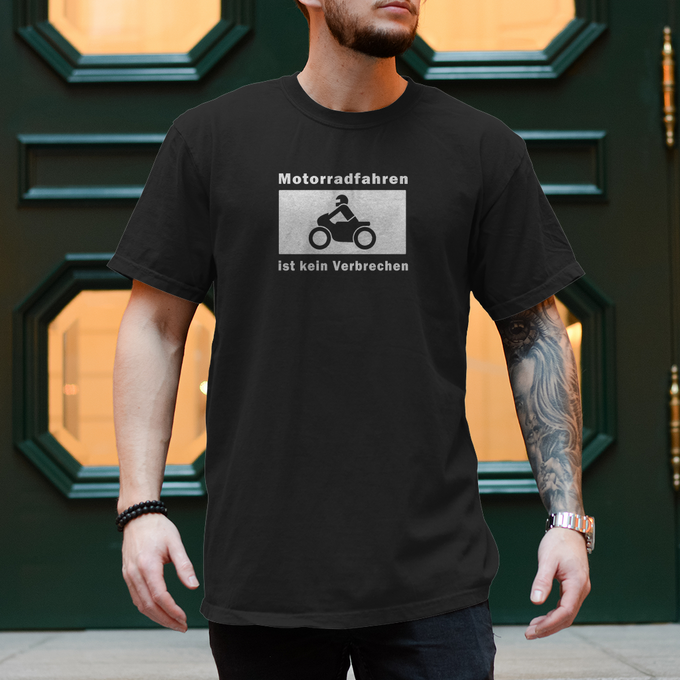 Biker Motorrad T-Shirts: Motorradfahren ist kein Verbrechen – Produktansicht