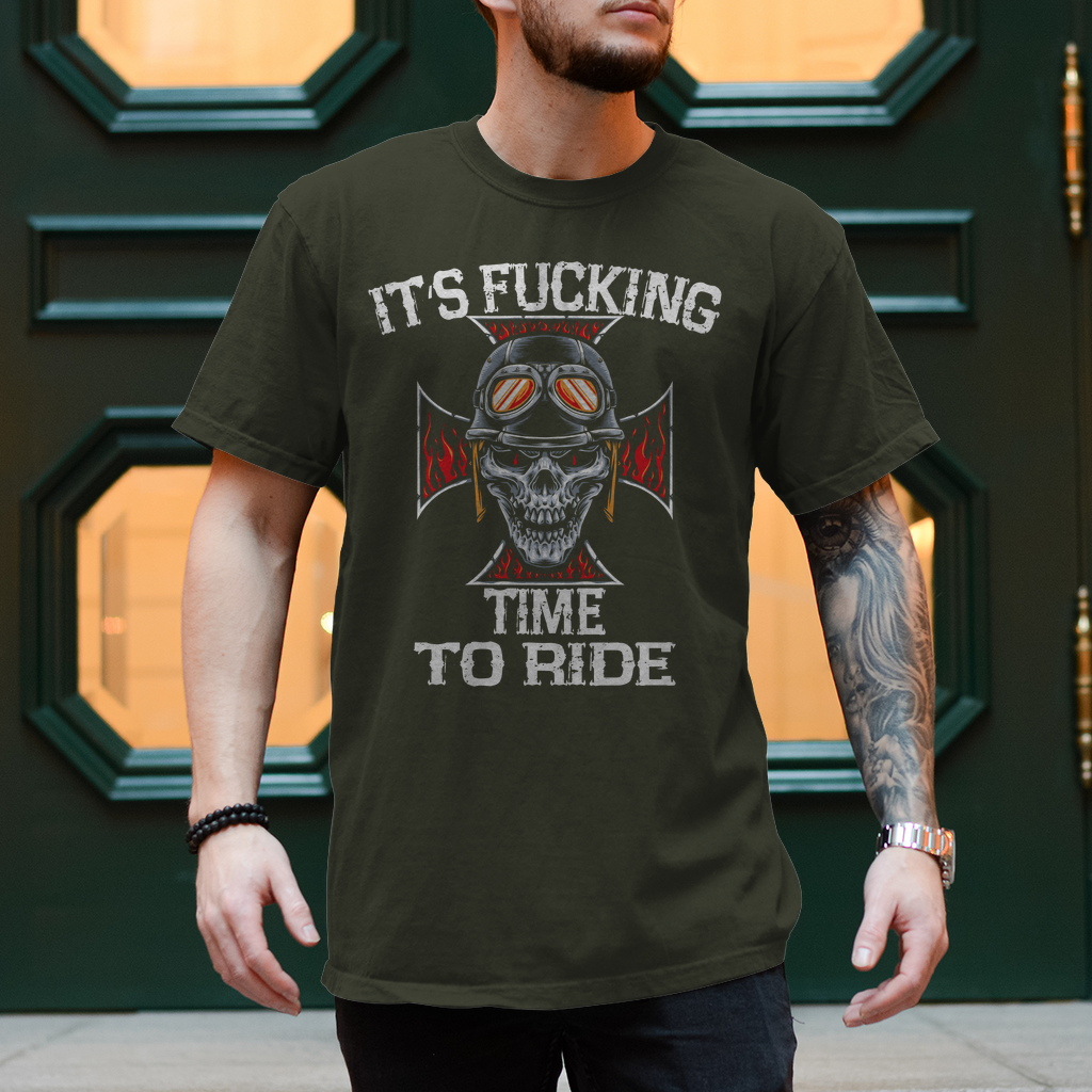 Biker Motorrad T-Shirt" It´s Fucking Time To Ride" Variante 4