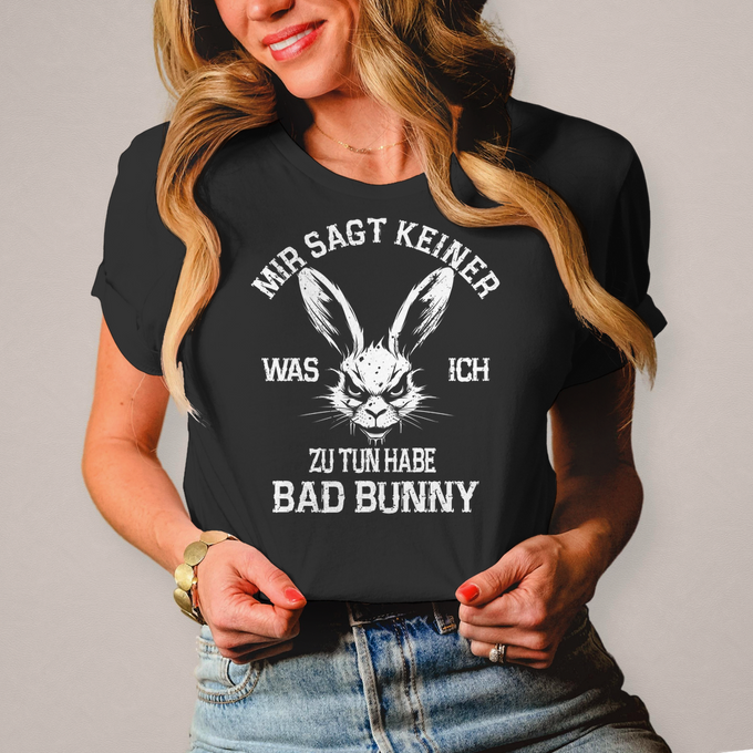 Bikerinnen Damen T-Shirt "Bad Bunny Shirt – Mir sagt keiner, was ich zu tun habe!" – Produktansicht