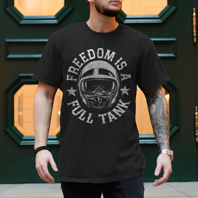 Freedom is a Full Tank, Superbike T-Shirt, Biker Motorrad T-Shirts – Produktansicht