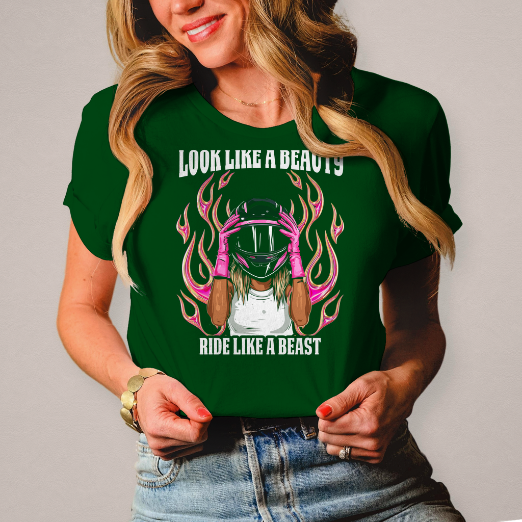 Damen T-Shirt"Look like a Beauty - Ride like a Beast" Biker Lady