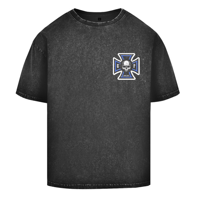 Oversize Washed T-Shirt Chopper-Freunde " Vorder und Rückendruck" – Produktansicht