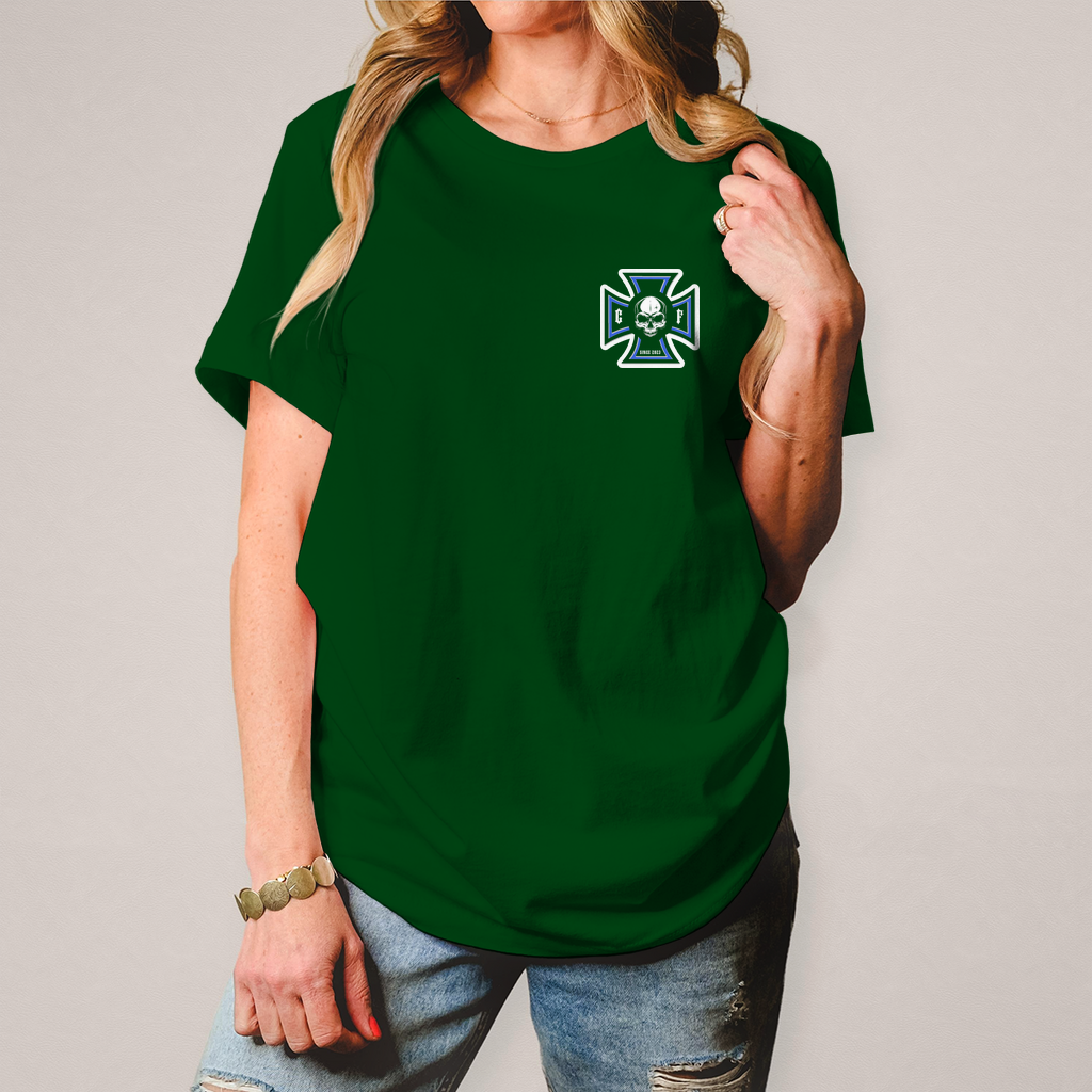 Damen Basic T-Shirt Chopper-Freunde  " Vorder und Rückendruck" Variante 1