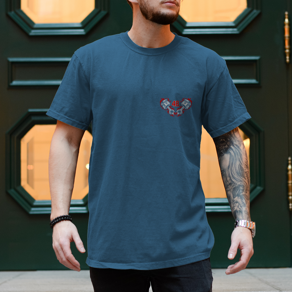 Biker T-Shirt "Forty-Eight" Brust und Rückendruck Variante 2