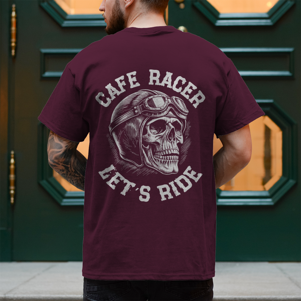 Biker T-Shirt "Cafe Racer Let´s Ride" Brust und Rückendruck