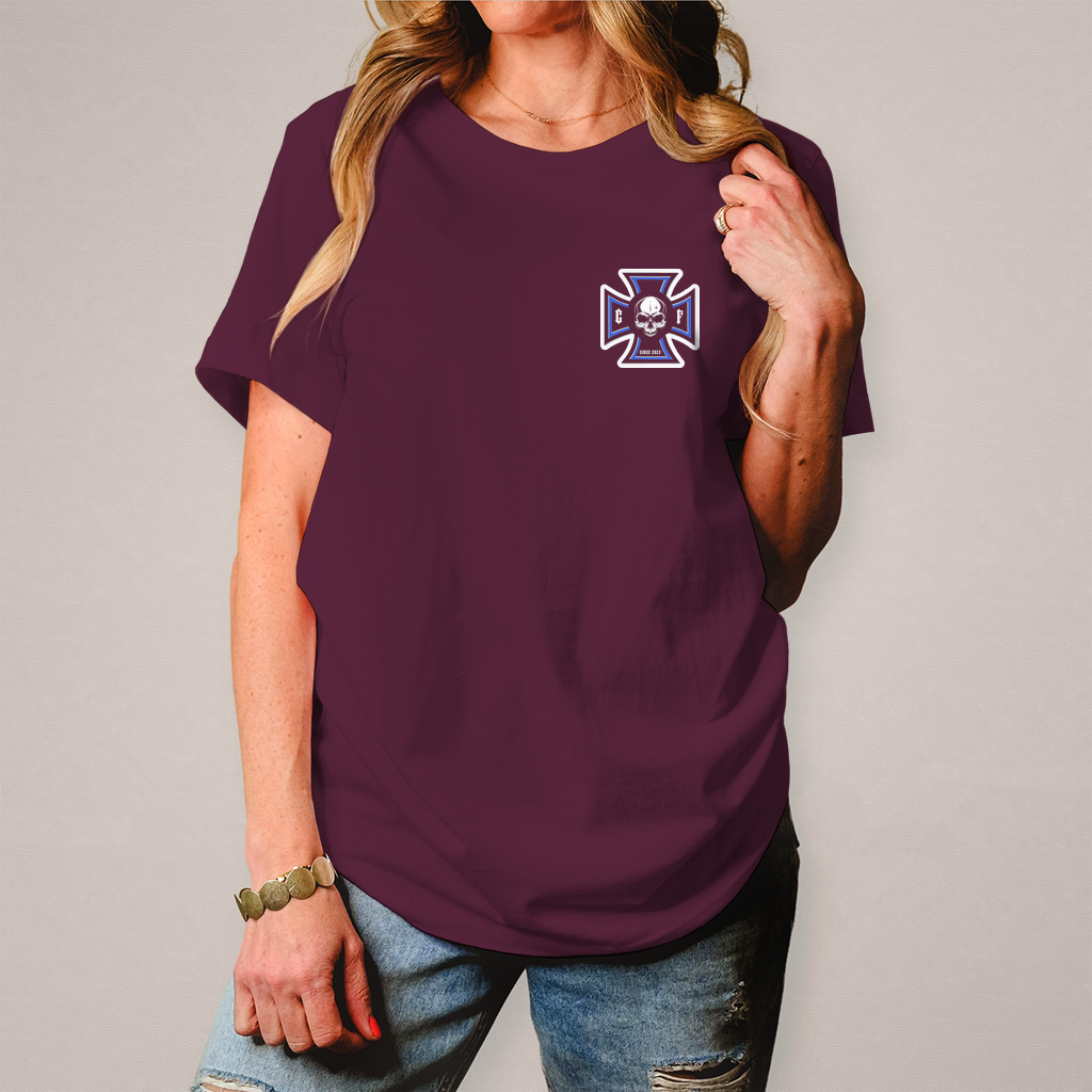 Damen Basic T-Shirt Chopper-Freunde  " Vorder und Rückendruck" Variante 1