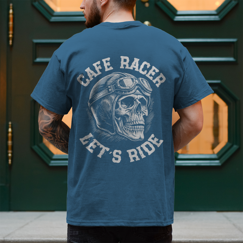 Biker T-Shirt "Cafe Racer Let´s Ride" Brust und Rückendruck