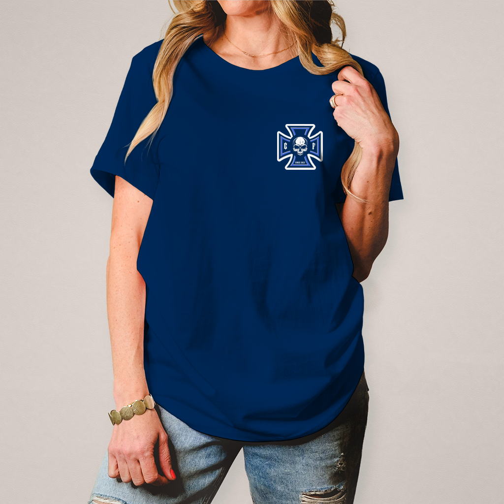 Damen Basic T-Shirt Chopper-Freunde  " Vorder und Rückendruck" Variante 1